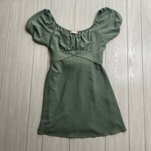 Altar’d State Raella Sage Green Crossover Tie Waist Mini Dress Size XL X-Large